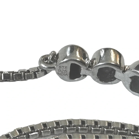 Swiss Blue Topaz / White Topaz Sterling Silver Bolo Bracelet - Picture 9 of 9